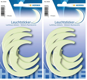 HERMA 15019 Leuchtsterne Kinderzimmer klein mini, 12 Stück, selbstklebend, leuchtende Sterne Aufkleber Wandsticker, Leuchtsticker aus Plastik zur Sternenhimmel Dekoration für Kinder Mädchen Jungen