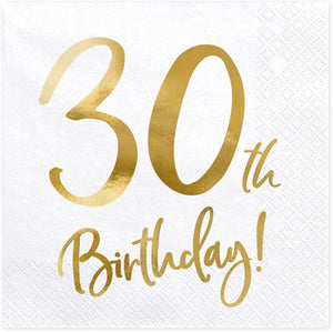 PartyDeco Servietten Birthday Gold 30th. 33x33cm/20St.