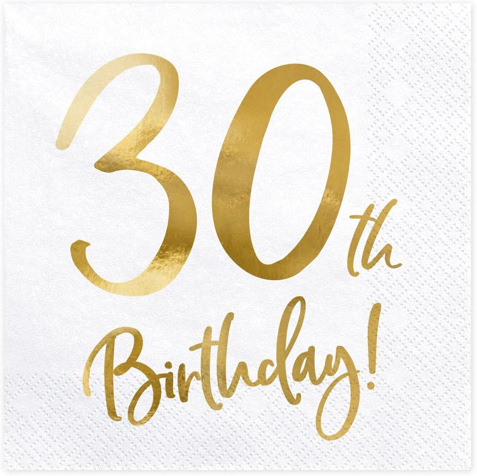 PartyDeco Servietten Birthday Gold 30th. 33x33cm/20St.