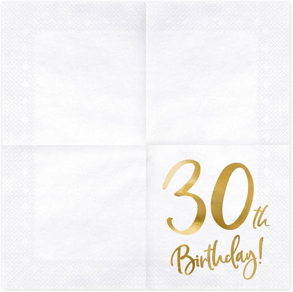 PartyDeco Servietten Birthday Gold 30th. 33x33cm/20St.