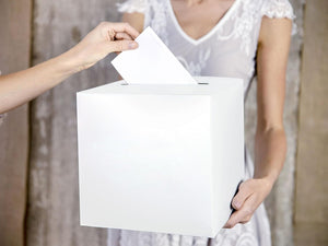 PartyDeco Glückwunschkartenbox Geldbox Kartenbox Geschenkkartenbox Creme 24x24x24cm- Creme Weiß