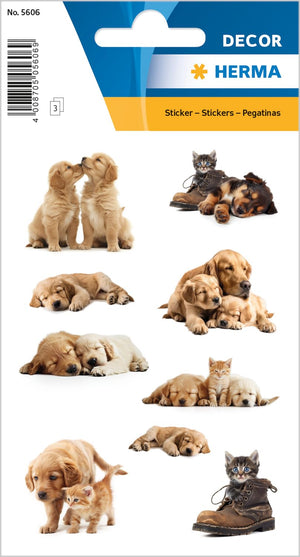HERMA 15456 Tiere Sticker, Katzenkinder (24 Aufkleber, Papier, matt) selbstklebend, permanent haftende Motiv Etiketten für Mädchen und Jungen, bunt