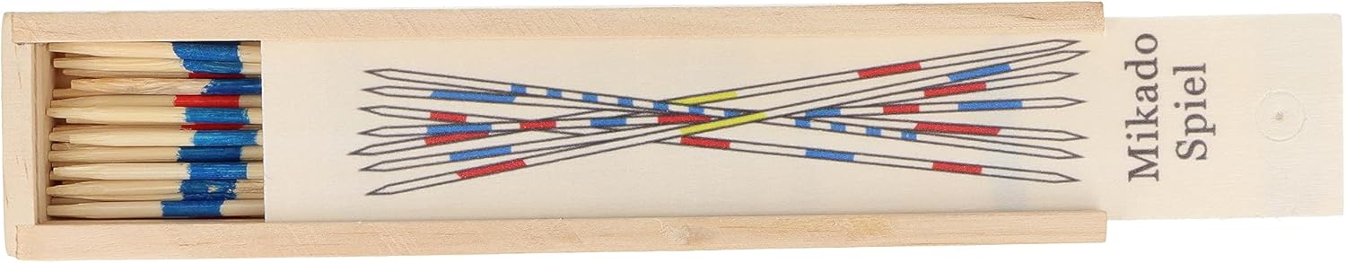 HENBRANDT Mikado Stäbchen, Holzkiste mit 41-Teilig, 19cm Pickup Sticks Familienspiele Tischplatte Brettspiel Holzspielzeug für Kinder und Erwachsene