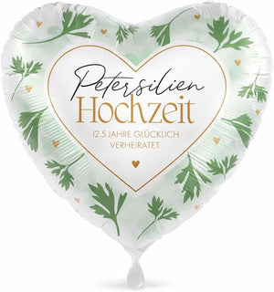 Herz-Folienballon * PETERSILIEN HOCHZEIT * als Deko und Geschenk zum 12,5 Jahre Hochzeit | Größe: 43cm | Partydeko Luftballon Ballon Petersilienhochzeit