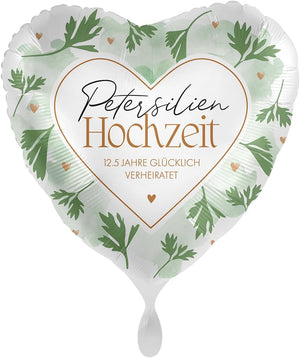 Herz-Folienballon * PETERSILIEN HOCHZEIT * als Deko und Geschenk zum 12,5 Jahre Hochzeit | Größe: 43cm | Partydeko Luftballon Ballon Petersilienhochzeit