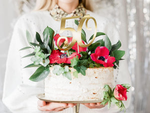 Cake Topper '50' 20,5cm Tortendeko Kuchendeko Cupcake Kuchen Torten Geburtstag Jubiläum
