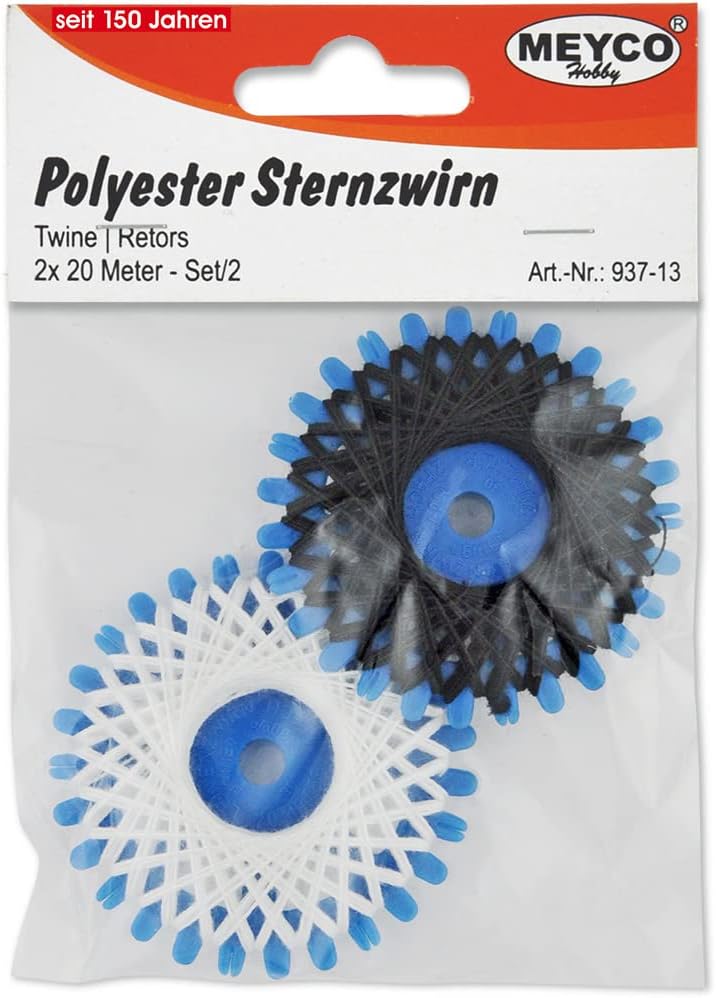 Sternzwirn weiß und schwarz sort. 2 x 20 Meter Meyco Hobby