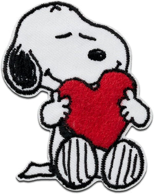 Mono Quick Peanuts Snoopy Herz - Aufnäher, Bügelbild, Aufbügler, Applikationen, Patches, Flicken, zum aufbügeln, Größe: 7,5 x 5,5 cm
