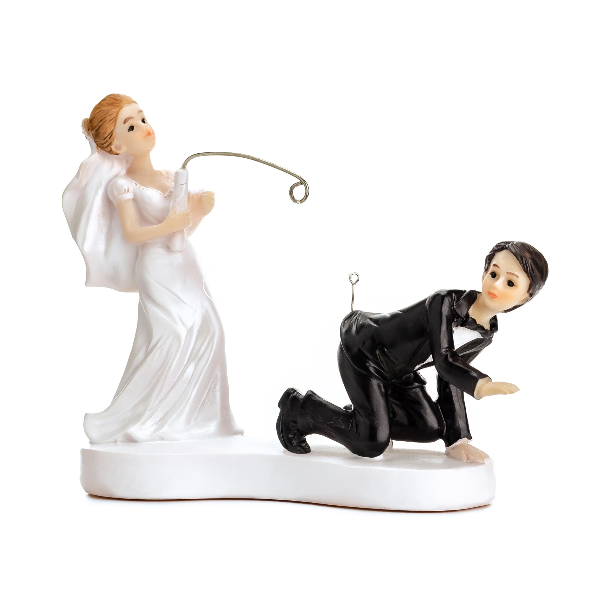 PartyDeco Tortenfigur Hochzeit 11,5cm - Brautpaar Figuren mit Seil - Hochzeitstorte Deko Tortendeko Tortenaufsatz Cake Topper - Hochzeitsdeko Torte - Hochzeitstortenfiguren Weiß Schwarz