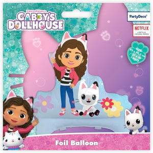 Folienballon Gabby's Dollhouse 92x90,5cm stehend - Ballon für Luft - Kindergeburtstag Mädchen Partydeko - Folienluftballon Geburtstagsdeko - Blau Rosa