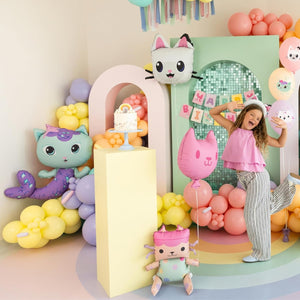 Folienballon Gabby's Dollhouse 82x80cm Meerkatze - Ballon für Helium oder Luft - Kindergeburtstag Mädchen Partydeko - Folienluftballon Geburtstagsdeko - Lila Türkis