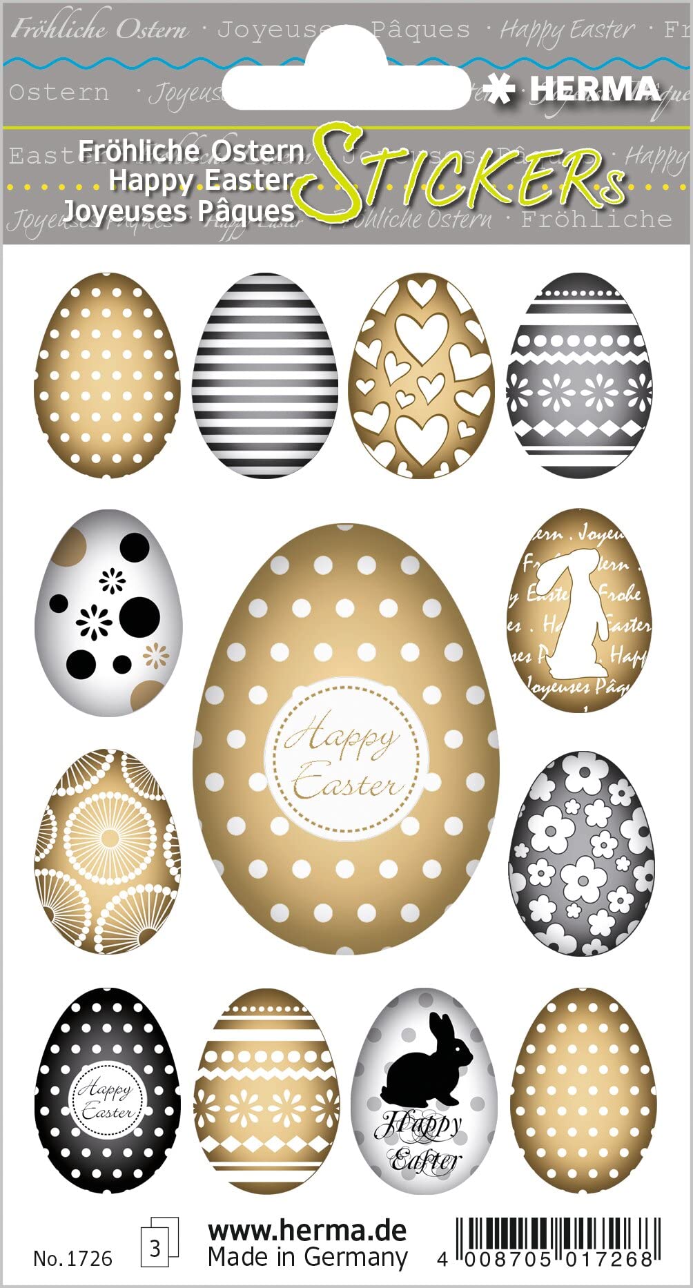 HERMA 3686 Aufkleber Ostereier Küken Bunt klein, 57 Stück, Ostern Sticker mit Ostermotiven, Happy Easter Etiketten für Ostergeschenke Osterdeko Scrapbooking Dekoration Geschenk Briefe DIY Basteln