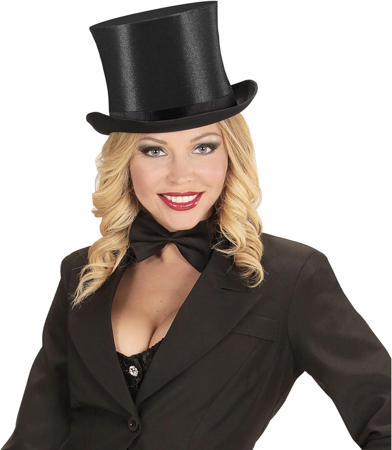W WIDMANN MILANO Party Fashion 75717 - Zylinder aus Satin, Kopfbedeckung, Kostümaccessoire, Karneval