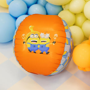 Folienballon Ball mit Minions 75 cm | Runder Minion Luftballon mit Helium oder Luft | Kindergeburtstag Deko | Wiederverwendbar – inkl. Röhrchen
