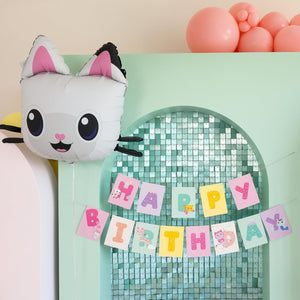 Folienballon Panda Pfötchen 65x57cm Gabby's Dollhouse - Ballon für Helium oder Luft - Kindergeburtstag Partydeko - Pandy Paws Folienluftballon Geburtstagsdeko - Weiß Schwarz
