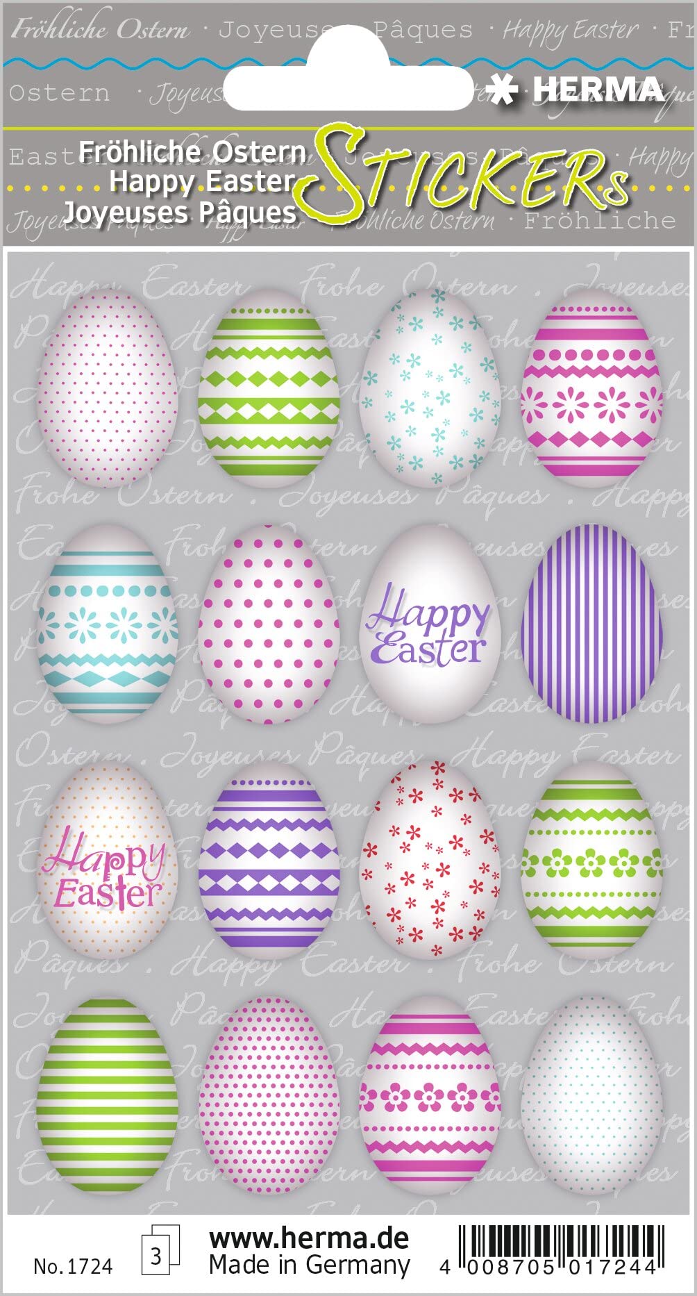 HERMA 3686 Aufkleber Ostereier Küken Bunt klein, 57 Stück, Ostern Sticker mit Ostermotiven, Happy Easter Etiketten für Ostergeschenke Osterdeko Scrapbooking Dekoration Geschenk Briefe DIY Basteln