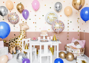 Folienballon Happy Birthday to You 35cm rund Helium Luftballon Kindergeburtstag Geburtstag weiß gold