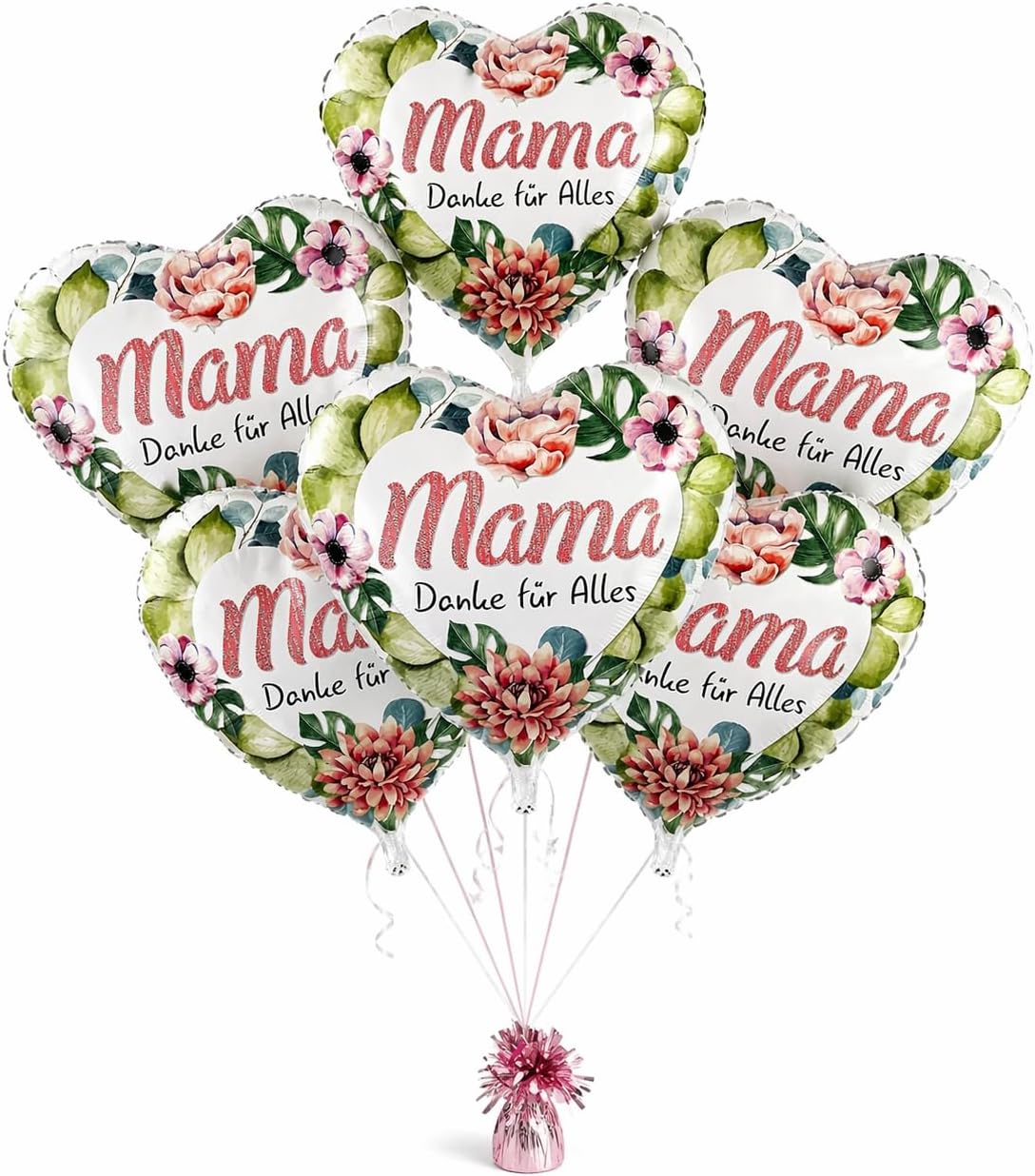 Herz Folienballon * MAMA - DANKE FÜR ALLES * als Deko für Muttertag | Größe: 43cm | Partydeko Luftballon Ballon Geschenk