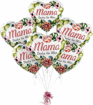 Herz Folienballon * MAMA - DANKE FÜR ALLES * als Deko für Muttertag | Größe: 43cm | Partydeko Luftballon Ballon Geschenk