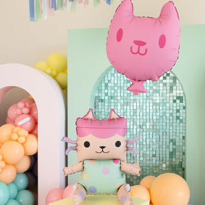 Folienballon Gabby's Dollhouse Baby Box 43x46cm mit Katze 35x37cm Set - DIY Ballon für Helium oder Luft - Kindergeburtstag Mädchen Partydeko - Folienluftballon Geburtstagsdeko