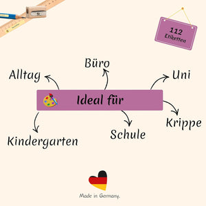 Namensaufkleber für Stifte | 112 Personalisierte Klebeetiketten für Kinder Schule Kita Uni | Namens Etiketten personalisiert | Made in Germany (Beerenlila)