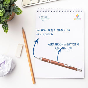 Metall Kugelschreiber 10er Set Hochwertige Blaue Tinte Premium Kullis für Büro Schule und Haushalt (Braun)
