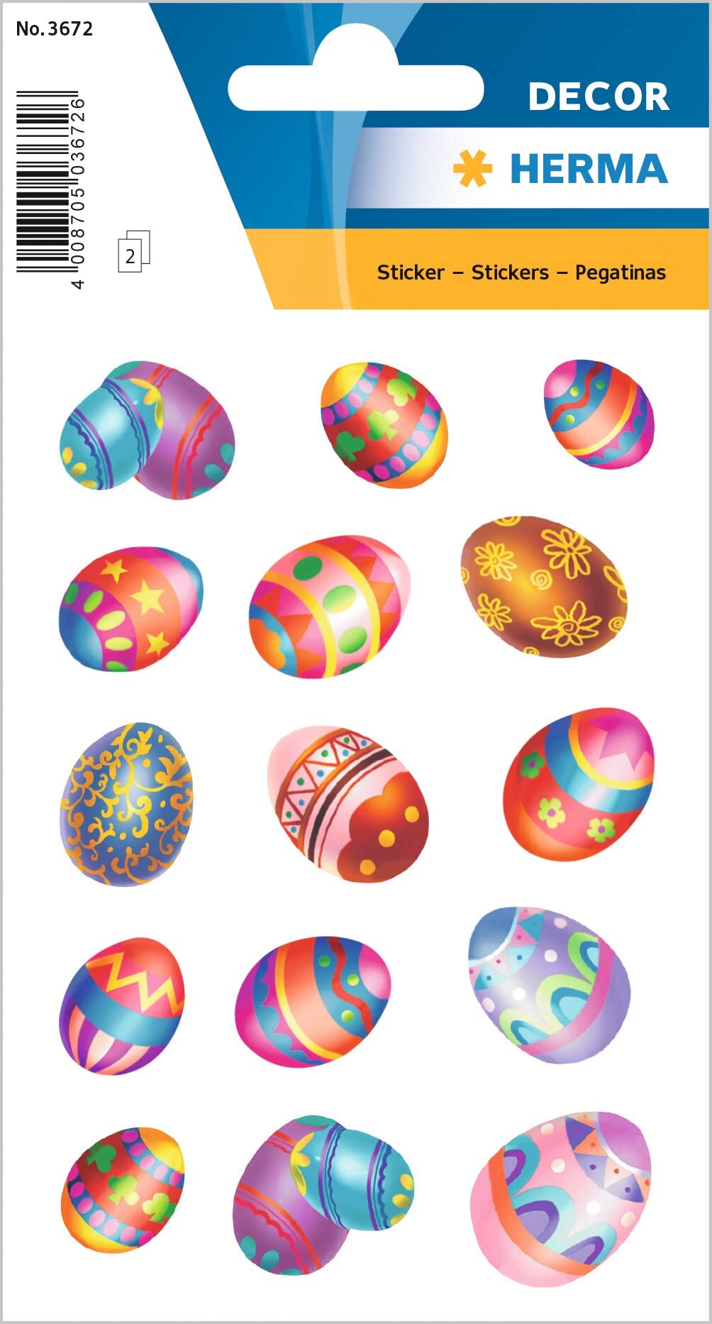 HERMA 3686 Aufkleber Ostereier Küken Bunt klein, 57 Stück, Ostern Sticker mit Ostermotiven, Happy Easter Etiketten für Ostergeschenke Osterdeko Scrapbooking Dekoration Geschenk Briefe DIY Basteln