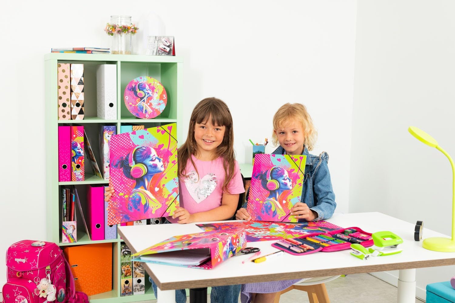 HERMA Sammelmappe A3 Musik Mädchen, Kinder Eckspanner-Mappe aus Pappe mit Kunst Motiv, Gummizug, Innenklappen und Innendruck für Jungen und Mädchen