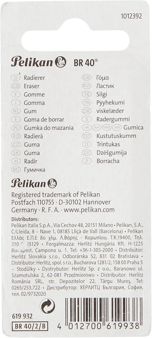 Pelikan BR40/2/B Radierer aus Kautschuk Verpackung, 2 Stück