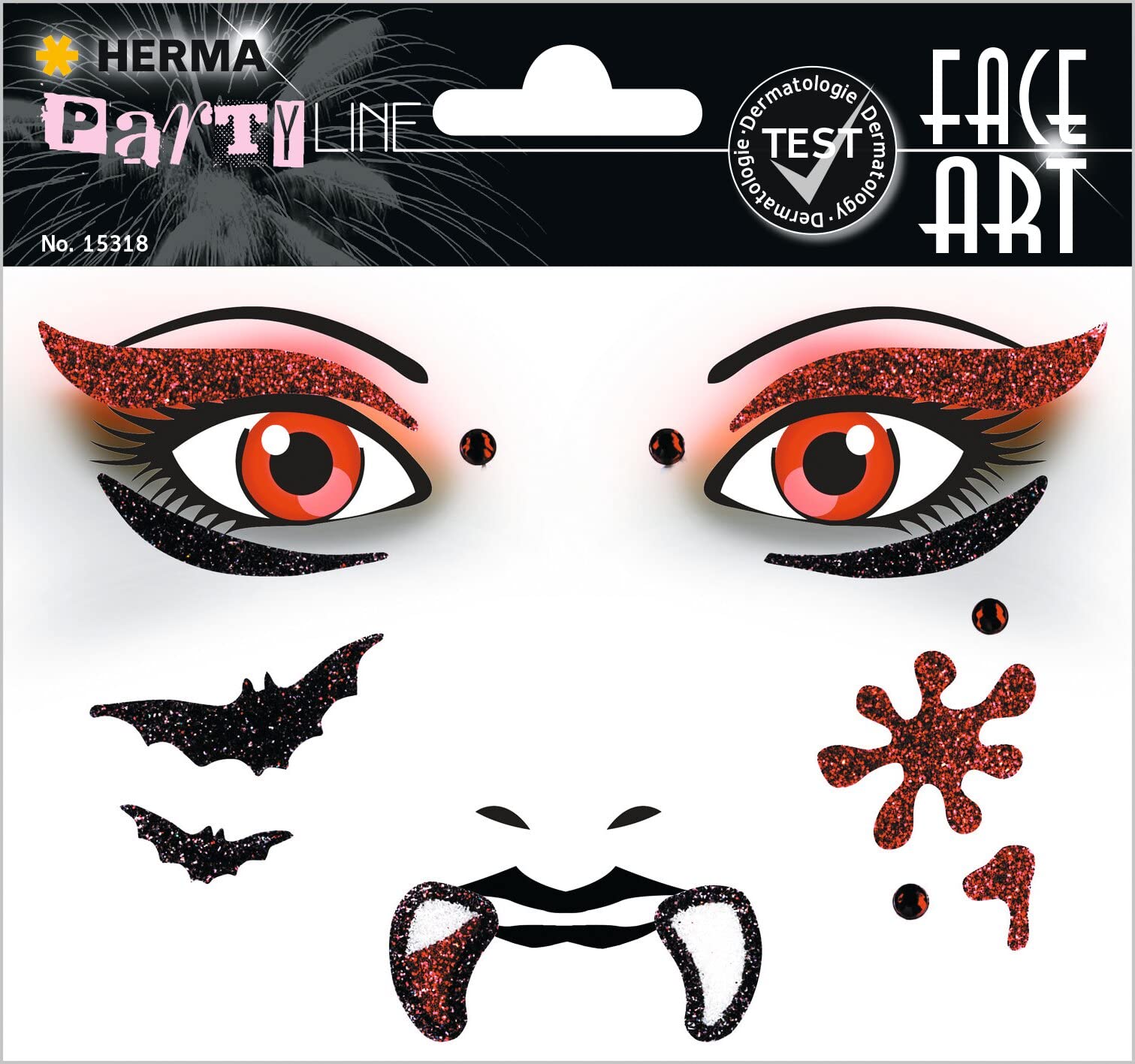 HERMA 15304 Face Art Sticker Bienen Blumen, dermatologisch getestet, ablösbare Glitzer Gesicht Aufkleber, temporäre Tattoos für Karneval Fasching Halloween Festival Kinder Geburtstag, gelb orange