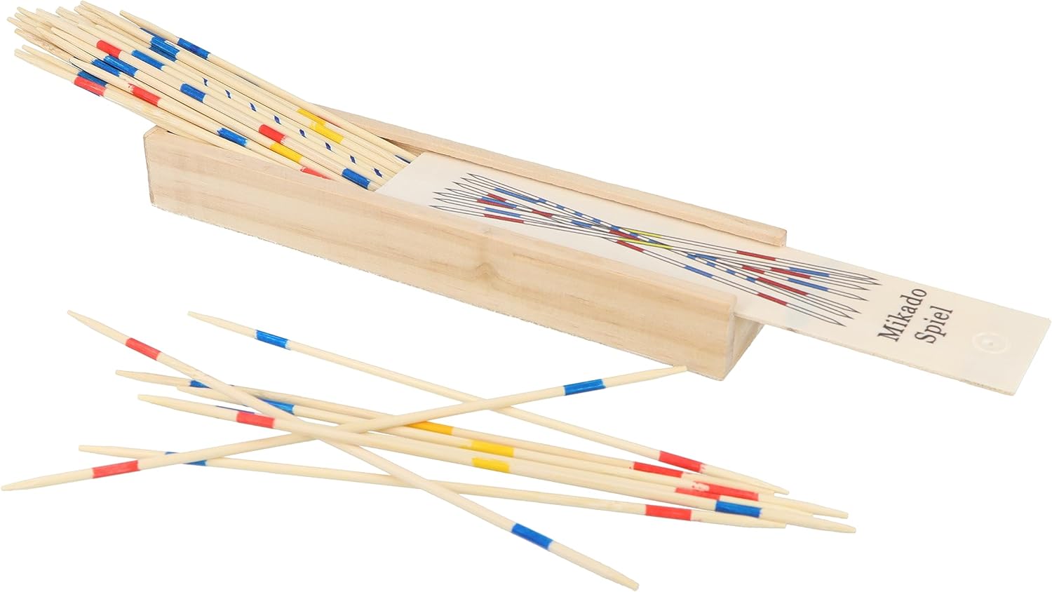 HENBRANDT Mikado Stäbchen, Holzkiste mit 41-Teilig, 19cm Pickup Sticks Familienspiele Tischplatte Brettspiel Holzspielzeug für Kinder und Erwachsene