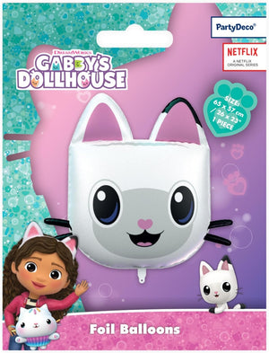 Folienballon Panda Pfötchen 65x57cm Gabby's Dollhouse - Ballon für Helium oder Luft - Kindergeburtstag Partydeko - Pandy Paws Folienluftballon Geburtstagsdeko - Weiß Schwarz