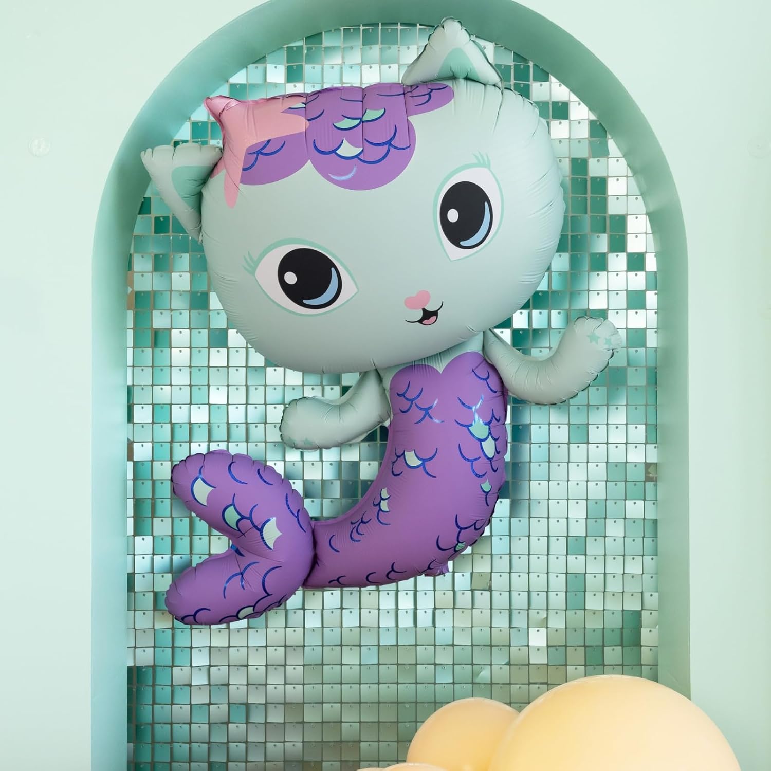 Folienballon Gabby's Dollhouse 82x80cm Meerkatze - Ballon für Helium oder Luft - Kindergeburtstag Mädchen Partydeko - Folienluftballon Geburtstagsdeko - Lila Türkis