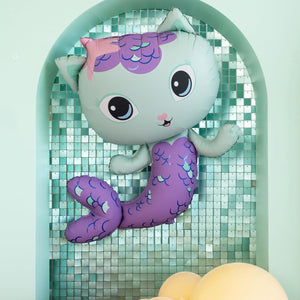 Folienballon Gabby's Dollhouse 82x80cm Meerkatze - Ballon für Helium oder Luft - Kindergeburtstag Mädchen Partydeko - Folienluftballon Geburtstagsdeko - Lila Türkis