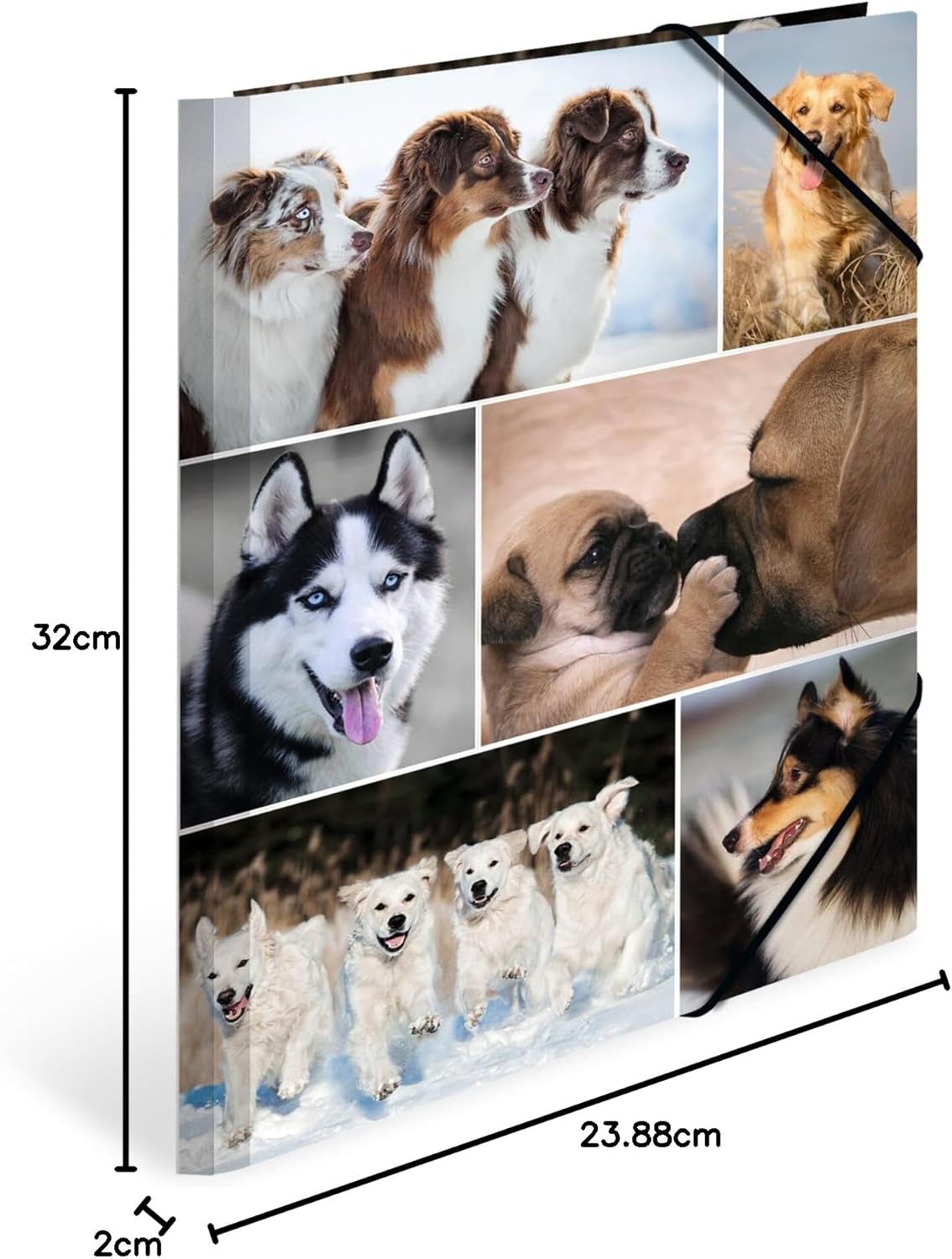 HERMA Sammelmappe A4 Hunde, Kinder Eckspanner-Mappe aus Pappe mit Tier Motiv, Gummizug, Innenklappen und Innendruck für Jungen und Mädchen