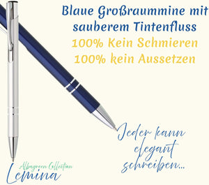 Metall Kugelschreiber 10er Set Hochwertige Blaue Tinte Premium Kullis für Büro Schule und Haushalt (Silber)