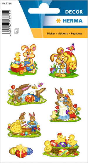 HERMA 3686 Aufkleber Ostereier Küken Bunt klein, 57 Stück, Ostern Sticker mit Ostermotiven, Happy Easter Etiketten für Ostergeschenke Osterdeko Scrapbooking Dekoration Geschenk Briefe DIY Basteln