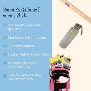 Namensaufkleber Kinder für Schule und KiTA 85 Stück Namens Etiketten personalisiert Made in Germany (Froschgrün)