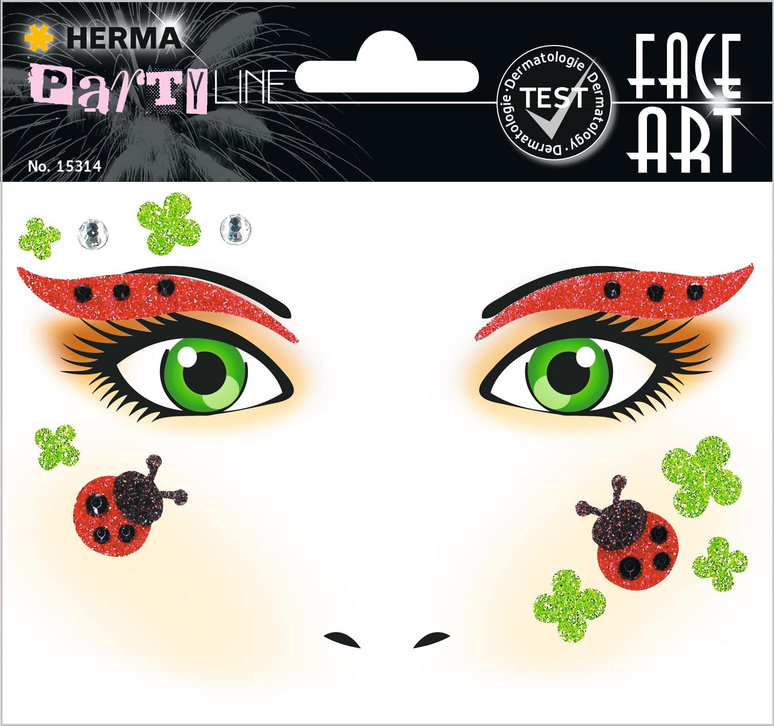 HERMA 15304 Face Art Sticker Bienen Blumen, dermatologisch getestet, ablösbare Glitzer Gesicht Aufkleber, temporäre Tattoos für Karneval Fasching Halloween Festival Kinder Geburtstag, gelb orange