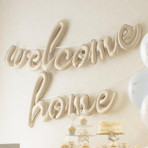 Folienballon "Welcome Home" 335x71 cm | Cappuccino