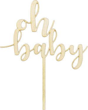 Torten Topper "oh baby" Tortenstecker Kuchenaufsatz aus Holz für Babyparty Geburtstag uvm