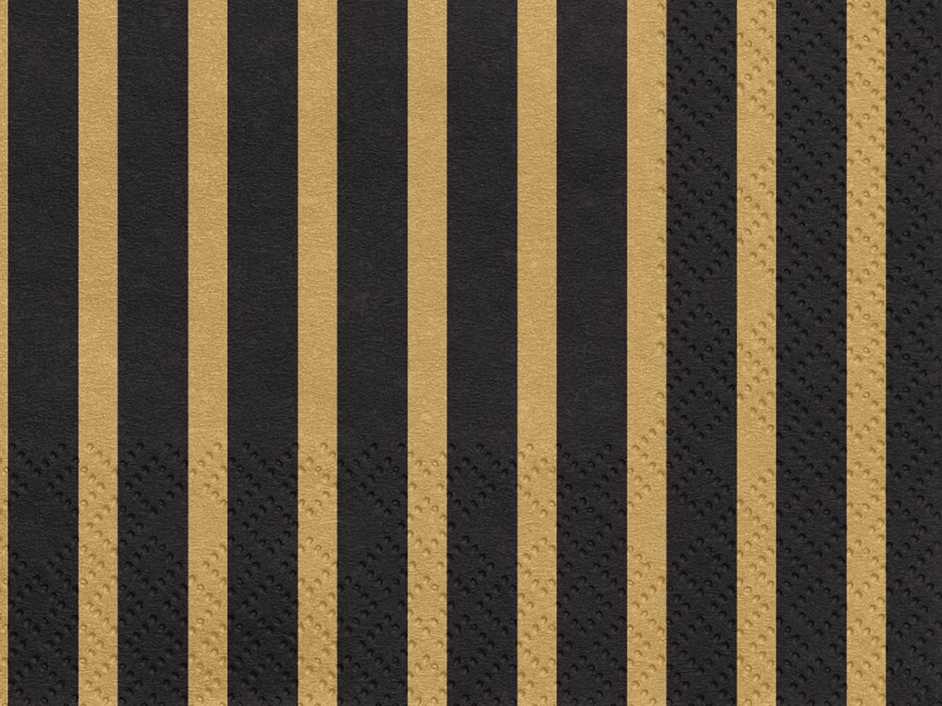 PartyDeco Servietten Streifen 20 Stück 33x33cm 1/4-Falz 3-lagig Papierservietten Geburtstag schwarz Gold