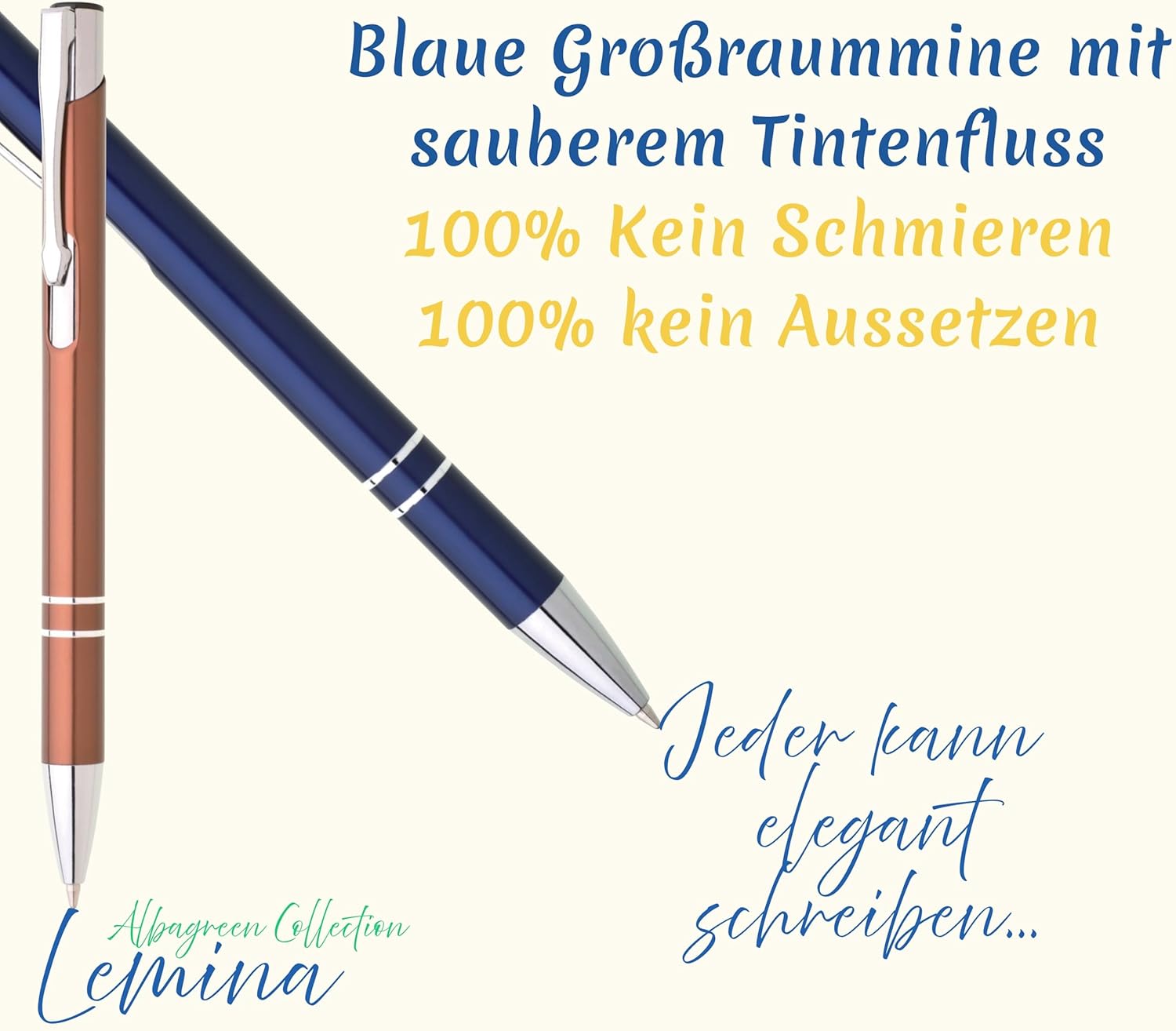 Metall Kugelschreiber 10er Set Hochwertige Blaue Tinte Premium Kullis für Büro Schule und Haushalt (Braun)