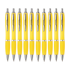 Kugelschreiber ergonomisch | 10 Stück | Hochwertige Tinte in Blau | Für Büro Schule und Haushalt | Transparent (Pink)