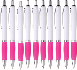 10er Pack Kugelschreiber Beidhändig Hochwertige Blaue Miene Ergonomisch Premium Qualität für Büro Schule und Haushalt (Pink)