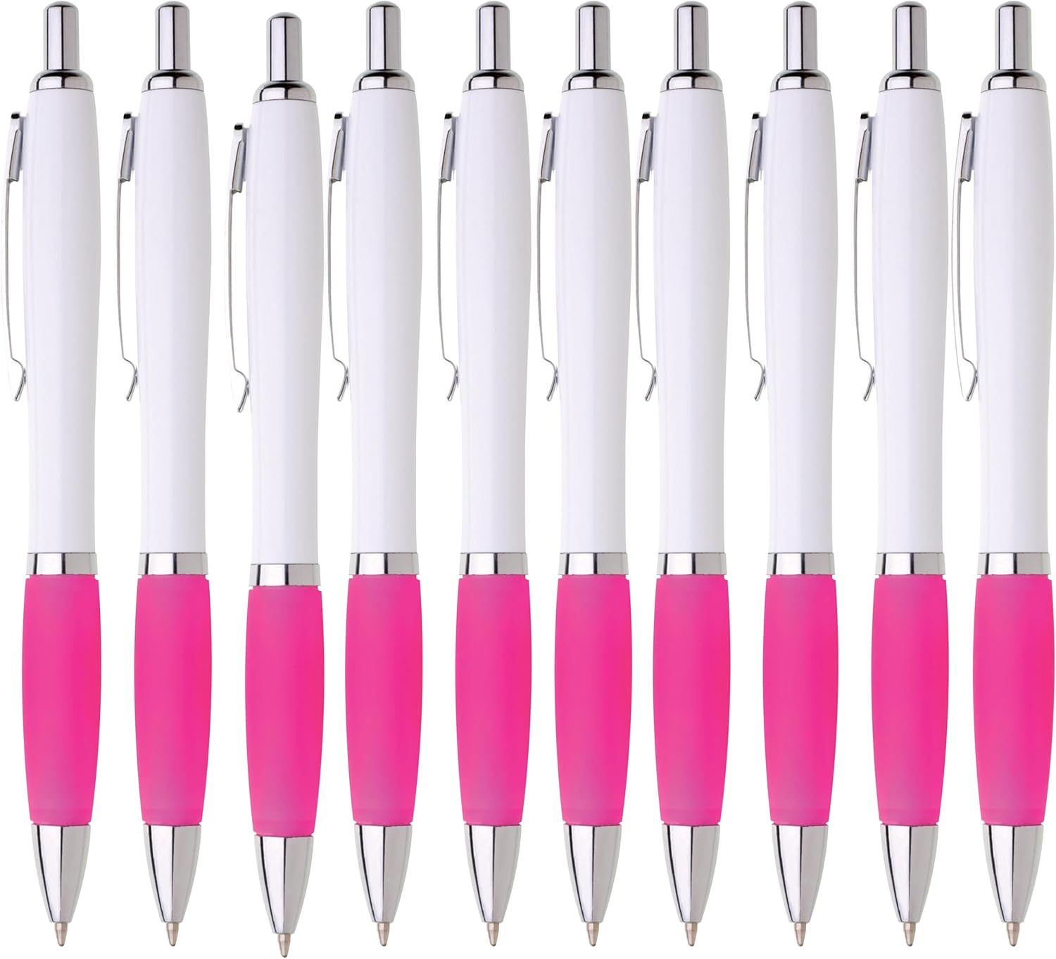 10er Pack Kugelschreiber Beidhändig Hochwertige Blaue Miene Ergonomisch Premium Qualität für Büro Schule und Haushalt (Pink)