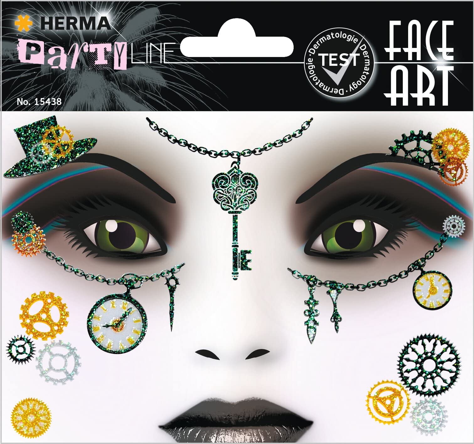 HERMA 15304 Face Art Sticker Bienen Blumen, dermatologisch getestet, ablösbare Glitzer Gesicht Aufkleber, temporäre Tattoos für Karneval Fasching Halloween Festival Kinder Geburtstag, gelb orange