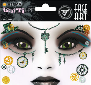 HERMA 15304 Face Art Sticker Bienen Blumen, dermatologisch getestet, ablösbare Glitzer Gesicht Aufkleber, temporäre Tattoos für Karneval Fasching Halloween Festival Kinder Geburtstag, gelb orange