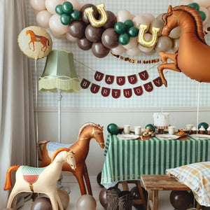 Runder Folienballon Pferd – Farbmix – 45 cm – Luft & Helium – Wiederverwendbar
