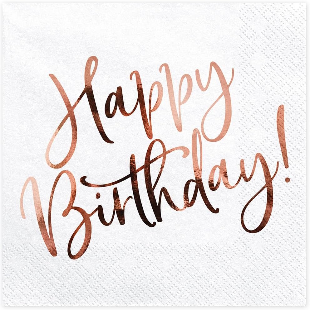 PartyDeco Happy Birthday Weiße Servietten 33x33cm 20 Stk. Geburtstag